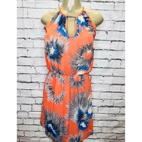 Anthropologie Dresses & Skirts - Anthropologie Womens Orange Keyhole Neckline Sleeveless Halter Dress Size Small
